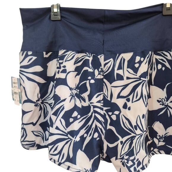 Roxy Women's White & Navy Floral Poly/Spandex Oceanside Endless Summer Boardshor - Picture 8 of 14